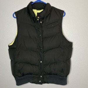 Gap Black Puffer Button Up Goose Down Vest Size Large